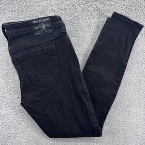 True Religion Halle Women’s 29 Black Mid Rise Super Skinny Stretch Denim‎ Jeans